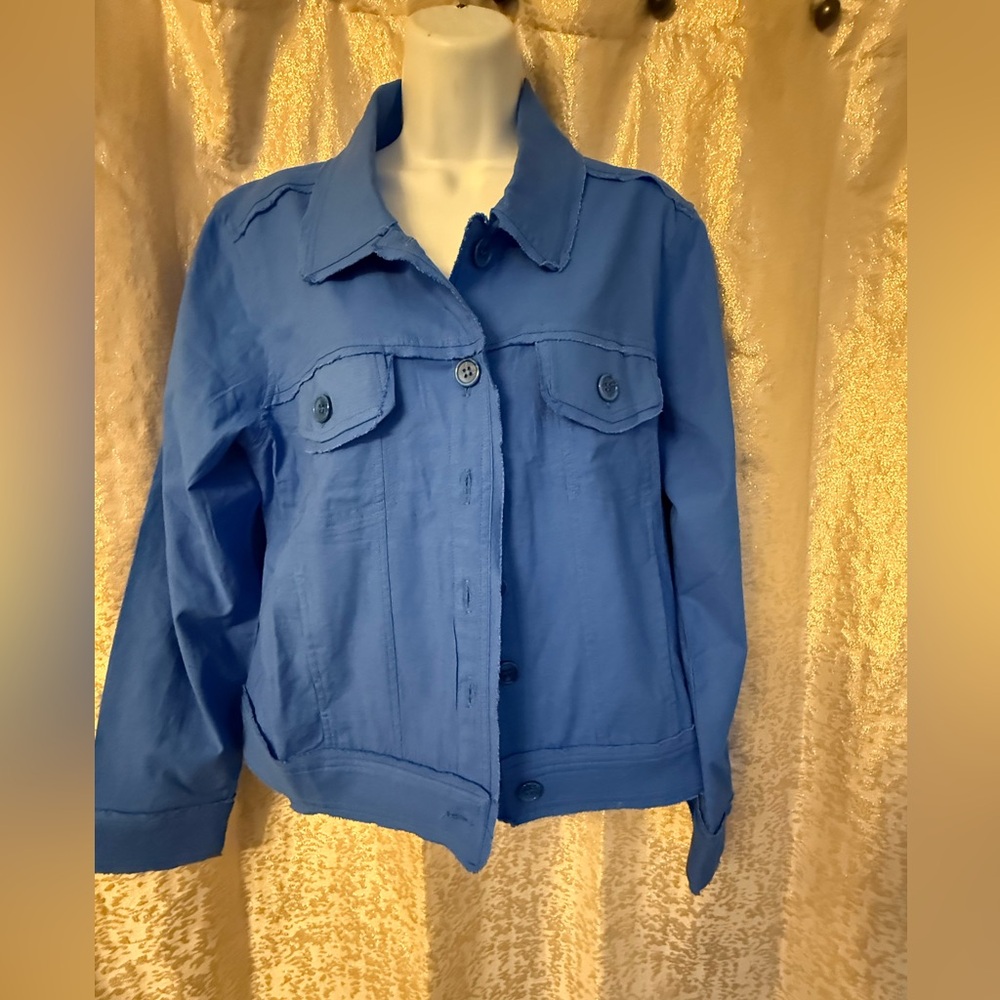 Women's Classic Blue Button-Front Stretch Jacket
